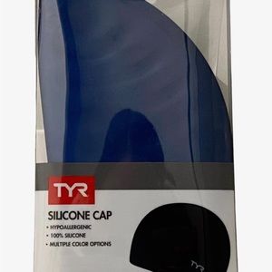 New in Box TYR Adult Navy Blue Silicon Swim Cap